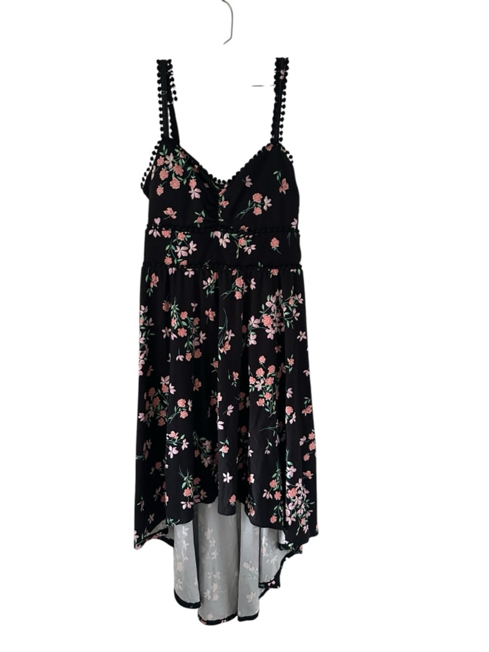 No Boundaries Elegant Black Floral Dress with Pink Details Size S